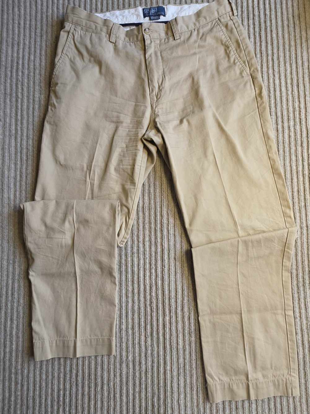 Polo Ralph Lauren Pants Mens 33x31.5 Beige Straight Leg Suffield *small Hole
